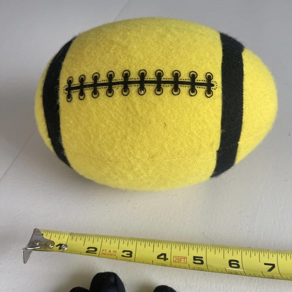 Vtg 1993 Surehands Yellow Plush Football Black Gloves Frankitoys Hook Loop Patch - Picture 5 of 12